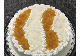 Torta abacaxi com coco redonda 25 cm x 8cm - Rende 25 a 30 fatias